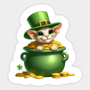 St Patricks Day Sphynx Cat Sticker